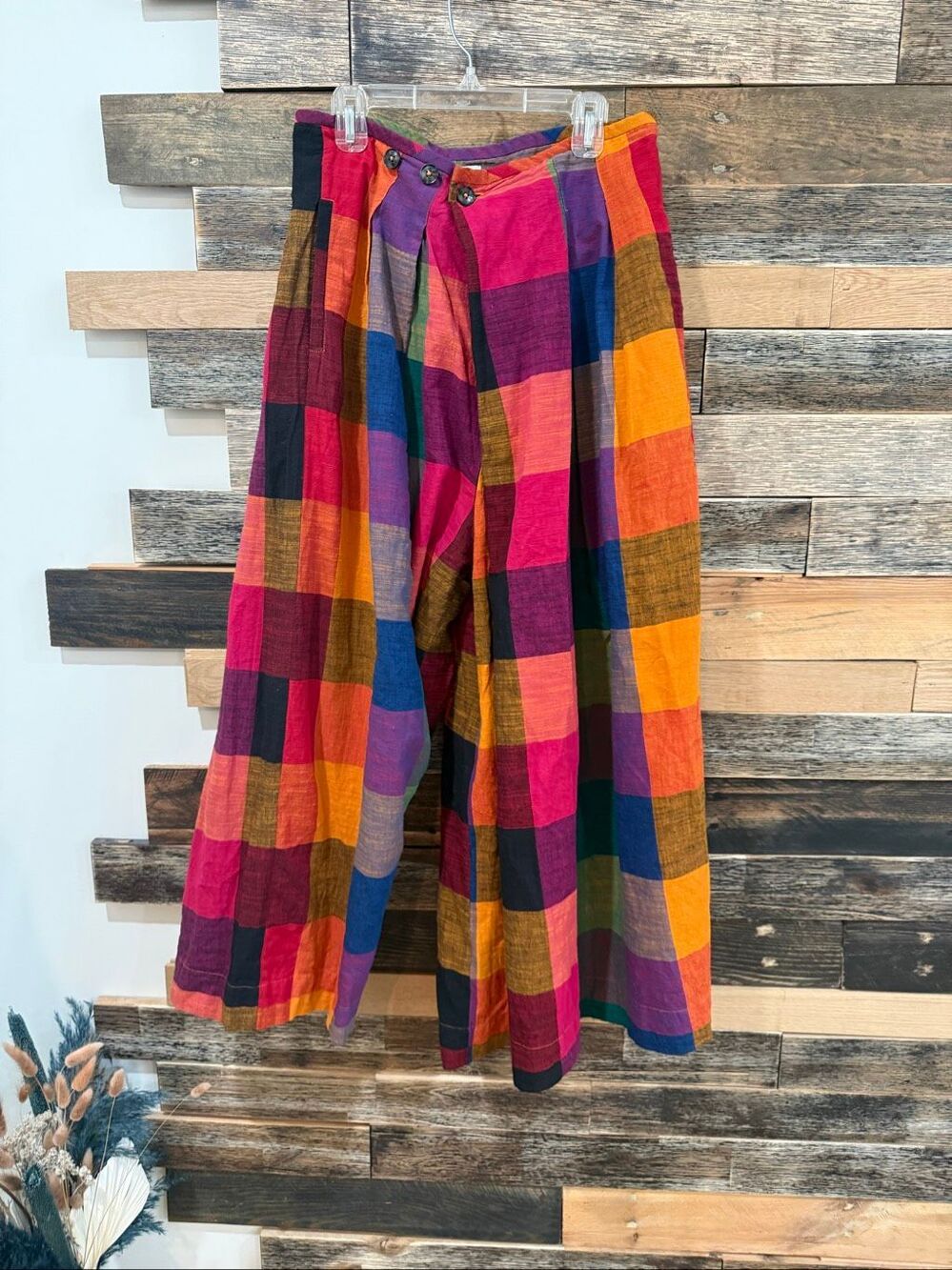 Rujuta Sheth Frida Pants- Multi Chex Bazaar boho lagenlook sz S - Picture 2 of 10